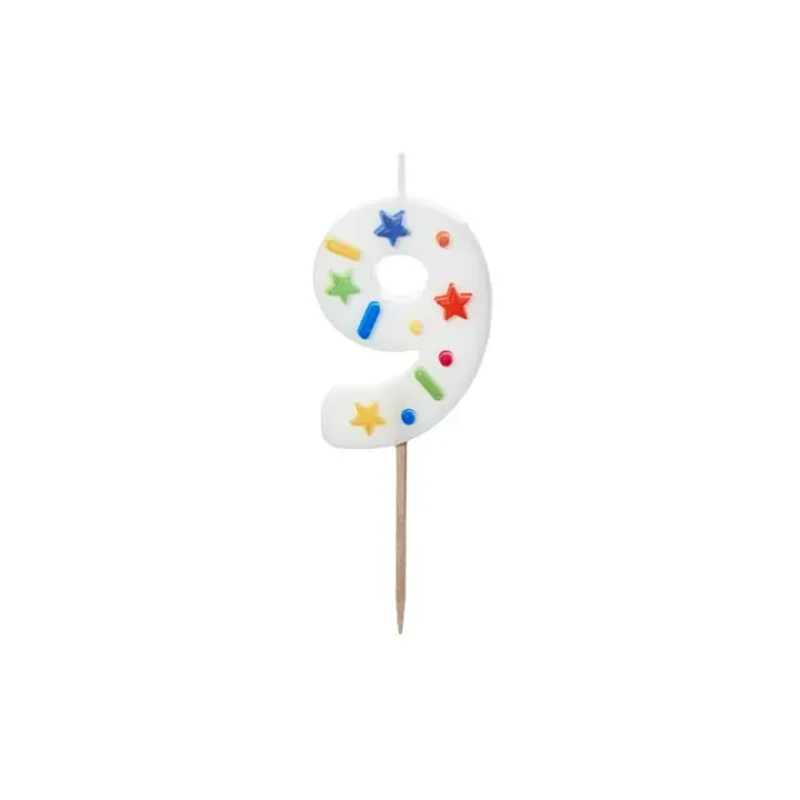 Confetti Candle Number 9