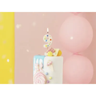 Confetti Candle Number 9