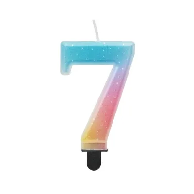 Pastell-Regenbogenkerze Zahl 7