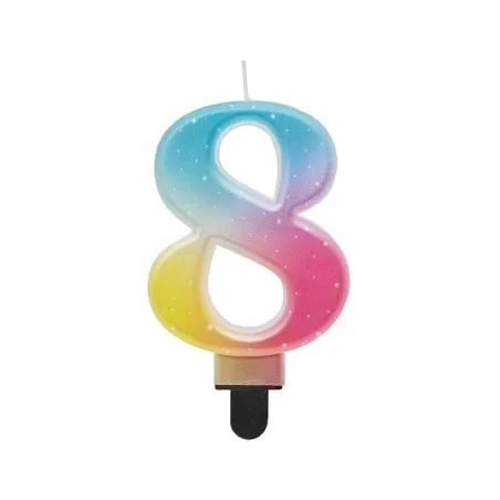 Candela arcobaleno pastello numero 8