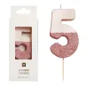Bougie numéro 5 avec or rose et paillettes roses