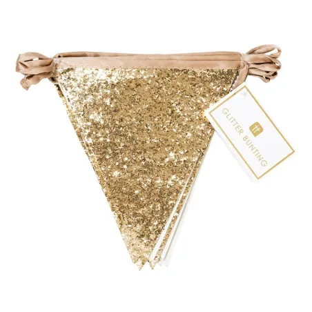 Glittering gold pennant garland, 300 cm