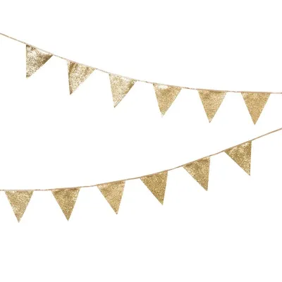 Glitzernde Wimpelgirlande Gold, 300 cm