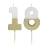 Number candle 18 with white and gold