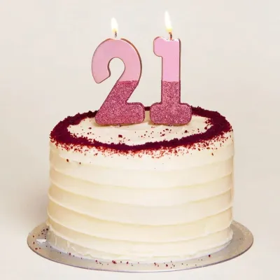 Number candle 1 with rose gold and rose glitter