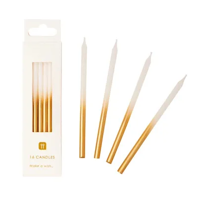 Kerzen mit Goldverlauf 10 cm, 16 Stück