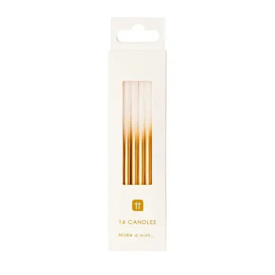 Kerzen mit Goldverlauf 10 cm, 16 Stück