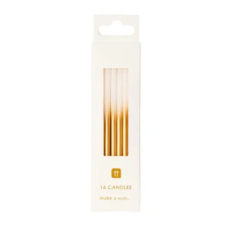 Bougies avec dégradé d'or 10 cm, 16 pièces