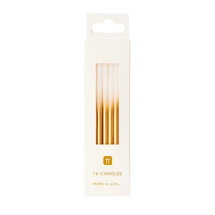 Candele con sfumatura oro 10 cm, 16 pezzi