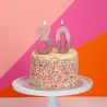 Number candle 3 with rose gold and rose glitter