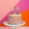 Candela numero 3 con oro rosa e glitter rosa
