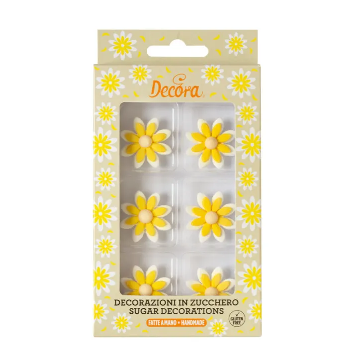 Sugar decoration yellow daisies, 6 pieces