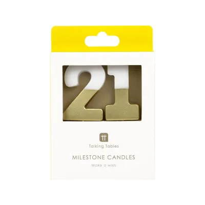 Bougie numéro 21 avec blanc et or