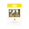 Zahlenkerze 21 mit Weiss und Gold