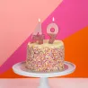 Number candle 4 with rose gold and rose glitter