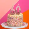 Candela numero 0 con oro rosa e glitter rosa