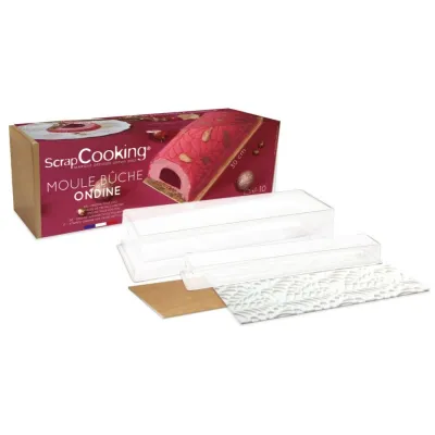Bûche Set mit Silikonmatte Tropfenrelief, 3-teilig
