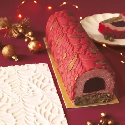 Bûche Set mit Silikonmatte Tropfenrelief, 3-teilig