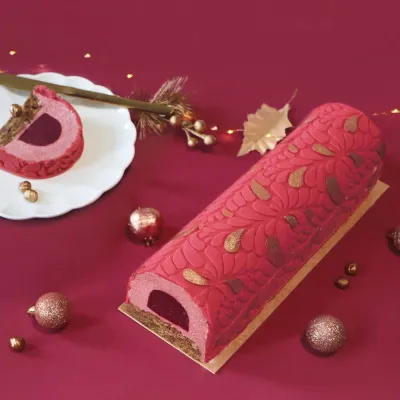 Bûche Set mit Silikonmatte Tropfenrelief, 3-teilig
