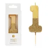 Candela numero 1 con glitter oro e oro