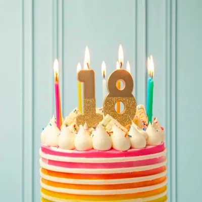 Number candle 1 with gold and gold glitter