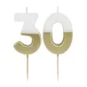 Number candle 30 with white and gold