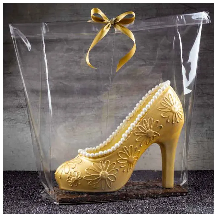 Clear bag with gold bottom, large