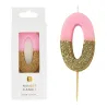 Candela numero 0 con rosa e oro