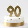 Candela numero 9 con glitter oro e oro