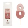 Candela numero 8 con oro rosa e glitter rosa