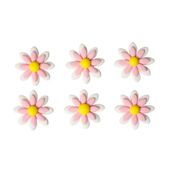 Zuckerdekoration rosa Margeriten, 6 Stück