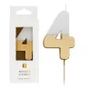 Number candle 4 with white and gold