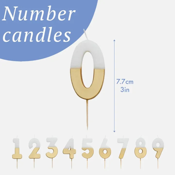 Number candle 4 with white and gold