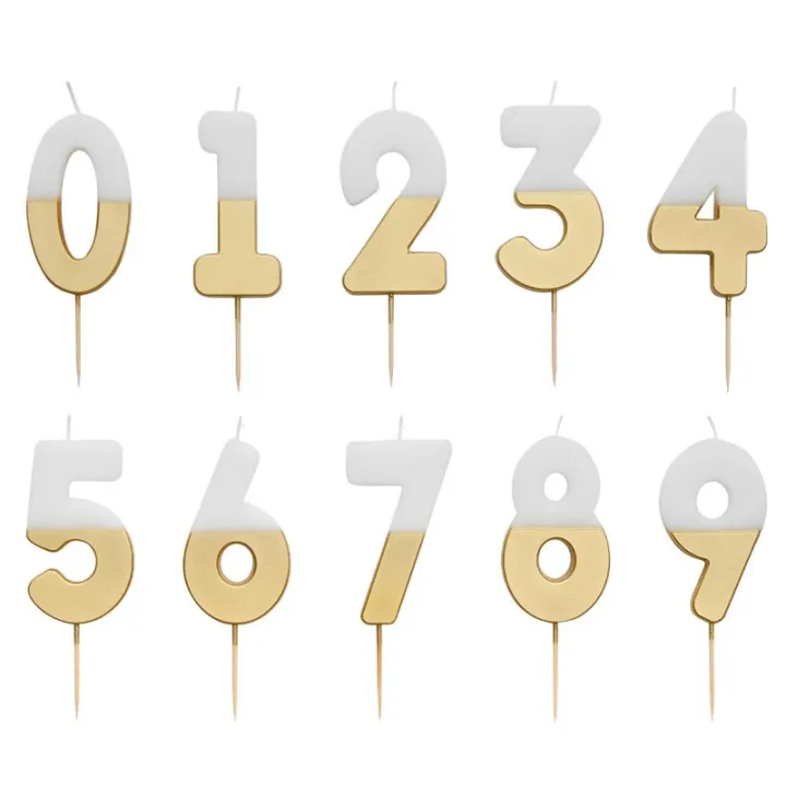 Number candle 4 with white and gold