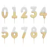 Number candle 4 with white and gold