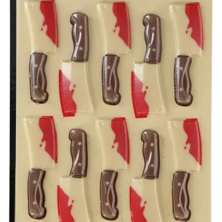 Decorazione al cioccolato Coltelli insanguinati, 10 pezzi