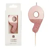 Candela numero 9 con oro rosa e glitter rosa