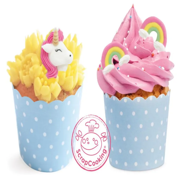 Décor en sucre Licorne & Arc-en-ciel, 6 pièces