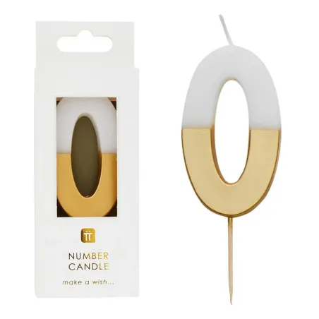 Candela numero 0 con bianco e oro