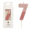Number candle 7 with rose gold and rose glitter
