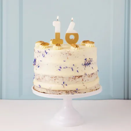 Number candle 1 with white and gold