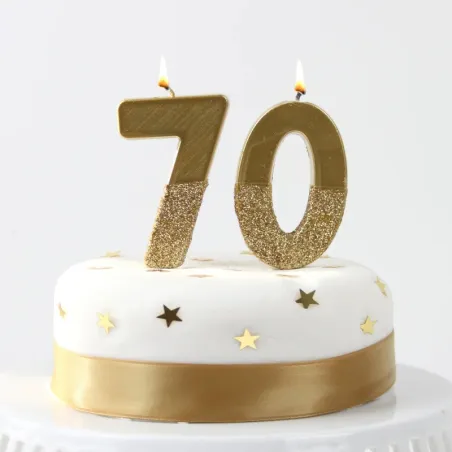 Bougie numéro 7 avec or et paillettes d'or