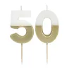 Zahlenkerze 50 mit Weiss und Gold