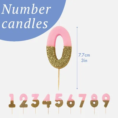 Candela numero 1 con rosa e oro