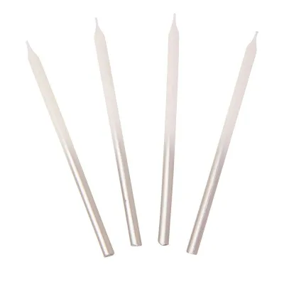 Kerzen mit Silberverlauf 10 cm, 16 Stück