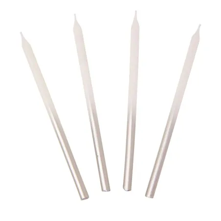 Bougies avec dégradé d'argent 10 cm, 16 pièces