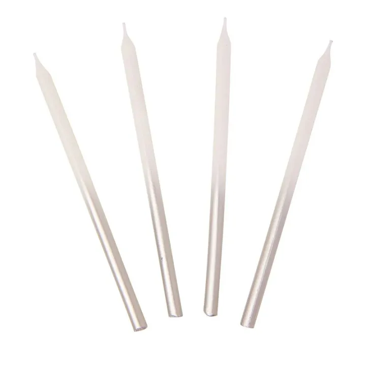 Candele con sfumatura argento 10 cm, 16 pezzi