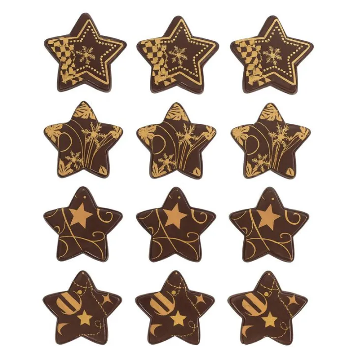 Chocolate decoration poinsettias, 12 pieces