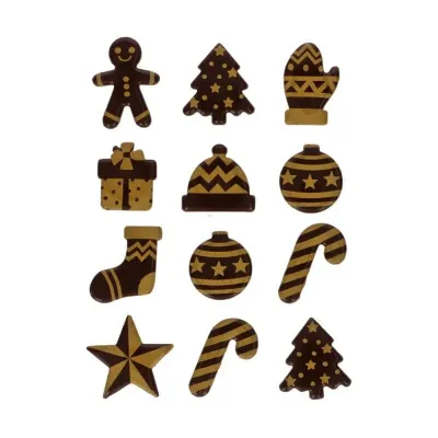 Schokoladendekoration Goldene Weihnacht, 12 Stück
