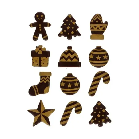 Decorazione natalizia di cioccolato dorato, 12 pezzi